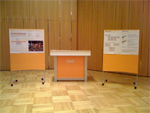 Moderationstafeln mit orange Textil Hussen auch in rot oder wei erhltlich